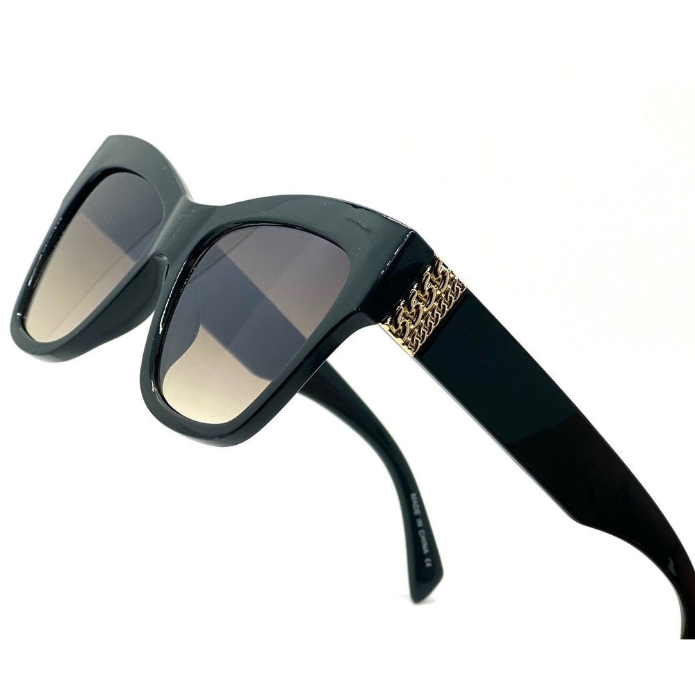 Cat Eye Sunglasses Gold Chain Accent Designer Style Fashion Shades Elegant Trend - Picture 3 of 9